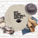 EAT SLEEP FOOTBALL REPEAT Damen Herbst und Winter Rundhals Langarm Pullover