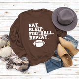 EAT SLEEP FOOTBALL REPEAT Damen Herbst und Winter Rundhals Langarm Pullover
