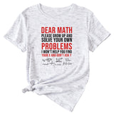 T-shirt à manches courtes et col rond imprimé lettre Dead Math, été décontracté
