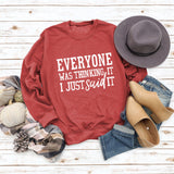 EVERYONE Was Thinkingwish Herbst und Winter Casual Tops Große Größe Langarm Pullover