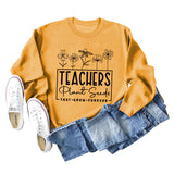 Teachers Plant Seeds Round Neck Letter Loose Long Sleeve Sweater