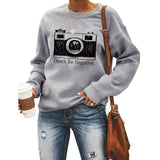 Lockerer Pullover mit Rundhalsausschnitt und langen Ärmeln und „Don’t Be Negative“-Aufdruck