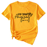 Lässiges Kurzarm-T-Shirt mit Rundhalsausschnitt und Buchstaben-Aufdruck für Damen von Love Them