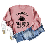 Pumpkin Letter Halloween Crewneck Long Sleeved Sweatshirt Woman
