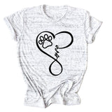 T-Shirt à manches courtes et col rond pour femme, imprimé Love Dog, à la mode