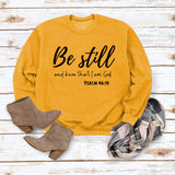 Be Still and Know – pull à manches longues et col rond pour fille, ample, avec lettres imprimées, grande taille, à la mode