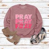 Rundhals-Oberteile Langarm-Sweatshirt mit PRAY Onit PRAY Oues It-Aufdruck