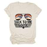 TALK TO ME GOOSE T-shirt imprimé lettre d'été avec col rond et manches courtes