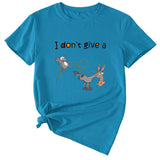 T-shirt manches courtes col rond femme, décontracté, imprimé graphique ludique, I Don't Give A