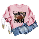 FOOTBALL MOM LETTERS Leopard Underlay Langarm Oversized Pullover Mädchen