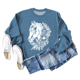 Plant Flower Round Neck Autumn and Winter Loose Print Long Sleeve Sweater Girl