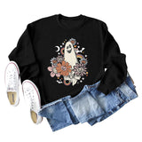 Lockeres, übergroßes, bedrucktes Langarm-Sweatshirt für Damen