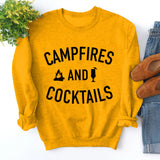 Herbst und Winter neuer Pullover für Damen mit Buchstaben-Print für Lagerfeuer und Cocktails