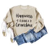 Happiness Is Being Chemise à manches longues et col rond pour femme Pull grande taille