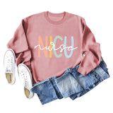 Pull à manches longues et col rond pour femme, vêtement d'infirmière, à la mode, avec lettres d'infirmière NICU