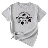 Surrounded By Balls Mom T-Shirt mit Basketball-Muster, Rundhalsausschnitt, kurzärmelig