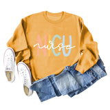 Pull à manches longues et col rond pour femme, vêtement d'infirmière, à la mode, avec lettres d'infirmière NICU