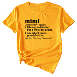 Damen-Hemd mit englischem Buchstaben „Mimi“, lässig, Rundhalsausschnitt, lockeres Kurzarmhemd