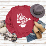 EAT SLEEP FOOTBALL REPEAT Damen Herbst und Winter Rundhals Langarm Pullover