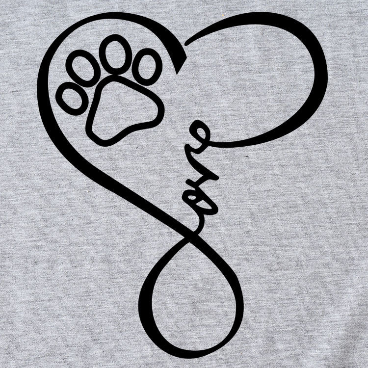 LOVE Dog Print Love Print Round Neck Short Sleeve Fashion Women's T-Shirt
