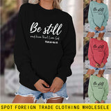Be Still and Know – pull à manches longues et col rond pour fille, ample, avec lettres imprimées, grande taille, à la mode