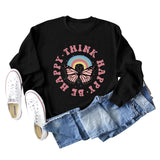 THINK HAPPY BE HAPPY LANGÄRMELIGES SWEATSHIRT MIT SCHMETTERLINGS-MONOGRAMM-PRINT
