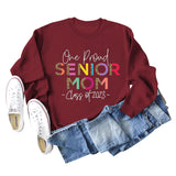 One Proud Senior Mom Leopardenmuster Buchstaben Rundhals Weit Langarm Große Größe Pullover Damen