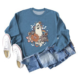 Lockeres, übergroßes, bedrucktes Langarm-Sweatshirt für Damen