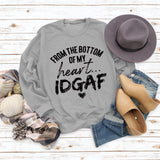 Von unten Buchstaben Rundhals Damen Tops Langärmeliges Bedrucktes Loses Sweatshirt