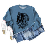 Plant Flower Round Neck Autumn and Winter Loose Print Long Sleeve Sweater Girl