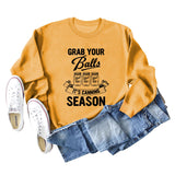 GRAB YOUR BALLS ITS Letters Loose Plus Size Long-sleeved Sweater Women