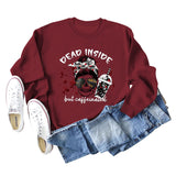 DEAD INSIDE BUT Skull Letter Body surdimensionné à manches longues pour femme