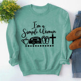 Round Neck Tops Long Sleeve Im A Simple Print Loose Sweatshirt