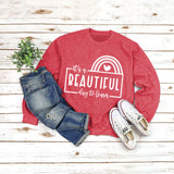 T-Shirt mit Rundhalsausschnitt und Buchstaben „It's A BEAUTIFUL“ Aufdruck