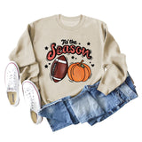 Tis' The Season – pull à manches longues et col rond pour femme, ample, avec lettres de citrouille, Halloween