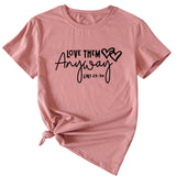 Lässiges Kurzarm-T-Shirt mit Rundhalsausschnitt und Buchstaben-Aufdruck für Damen von Love Them