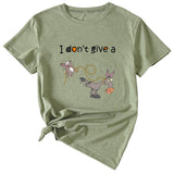 T-shirt manches courtes col rond femme, décontracté, imprimé graphique ludique, I Don't Give A