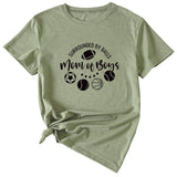 Surrounded By Balls Mom T-Shirt mit Basketball-Muster, Rundhalsausschnitt, kurzärmelig