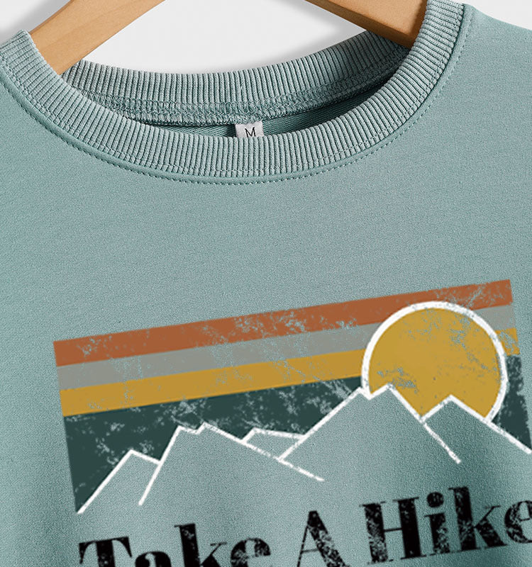 Round Neck Letter Women's T-shirt Take A Hike Print Loose Short-sleeved