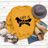Life Is Golden Rundhalsausschnitt Buchstaben Locker Langarm Großer Pullover