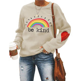 Be Kind – pull ample à manches longues et col rond avec lettres arc-en-ciel, automne et hiver