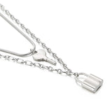 Halskette mit Schlüssel- und Schloss-Anhänger, Edelstahlschmuck für Damen