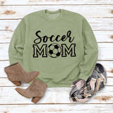Pull simple à col rond et manches longues, pull ample imprimé maman de football