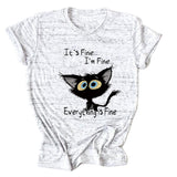 It's Fine I'm Fine T-shirt à manches courtes et col rond avec grandes lettres imprimées