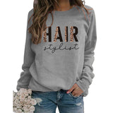 HAIR Stylist Letter Print Langarm Herbst und Winter Bottoming T-Shirt Rundhals Pullover Shirt