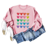 Pull ample à col rond imprimé Love pour femmes, grandes manches longues