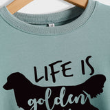 Life Is Golden Rundhalsausschnitt Buchstaben Locker Langarm Großer Pullover