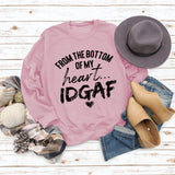 Von unten Buchstaben Rundhals Damen Tops Langärmeliges Bedrucktes Loses Sweatshirt