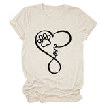 T-Shirt à manches courtes et col rond pour femme, imprimé Love Dog, à la mode