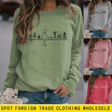 Rundhals-Oberteile, langärmliges, bedrucktes, lockeres Sweatshirt